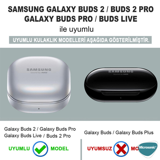 Microsonic Samsung Galaxy Buds 2 Kılıf Süslü Kalp Desenli Kırmızı