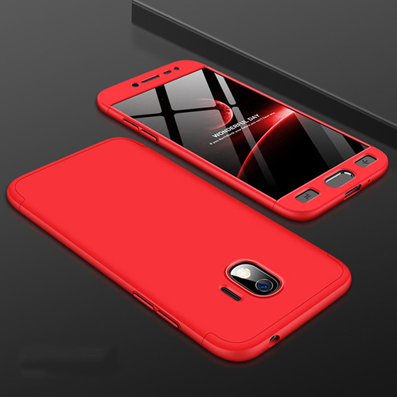 Microsonic Samsung Galaxy J4 Kılıf Double Dip 360 Protective Kırmızı