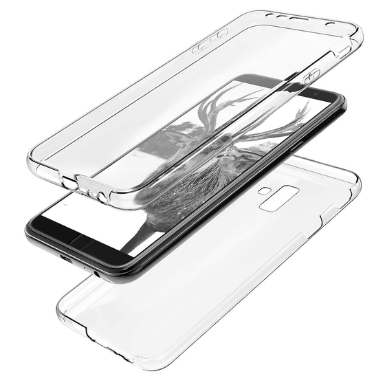 Microsonic Samsung Galaxy J4 Plus Kılıf 6 tarafı tam full koruma 360 Clear Soft Şeffaf