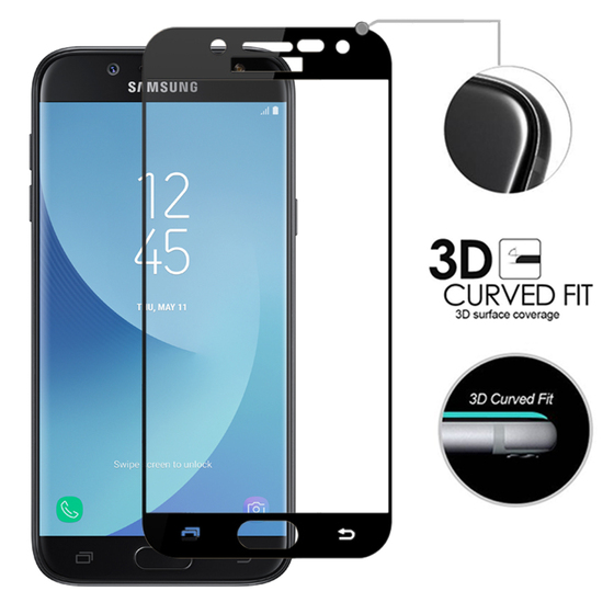 Microsonic Samsung Galaxy J5 Pro Tam Kaplayan Temperli Cam Ekran koruyucu Kırılmaz Film Siyah