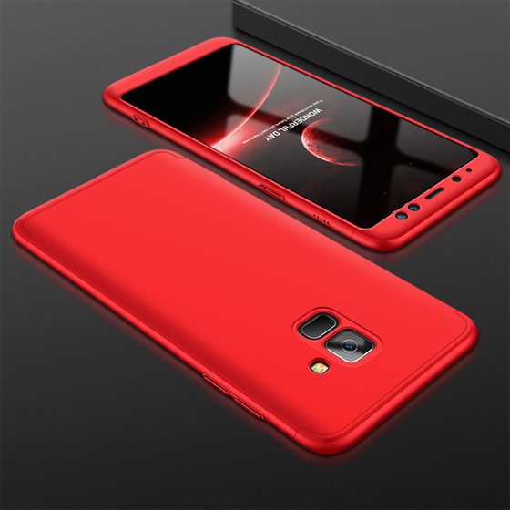Microsonic Samsung Galaxy J6 Kılıf Double Dip 360 Protective Kırmızı