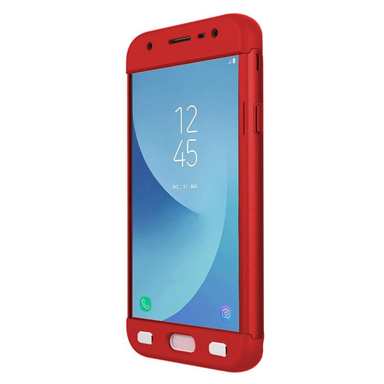 Microsonic Samsung Galaxy J7 Pro Kılıf Double Dip 360 Protective Kırmızı