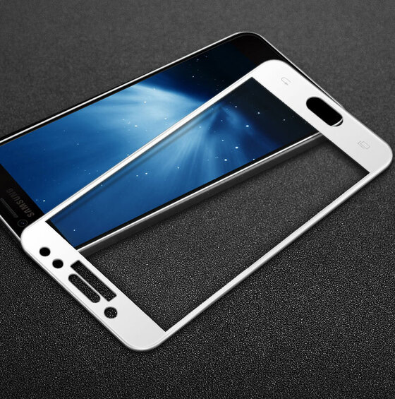 Microsonic Samsung Galaxy J7 Pro Tam Kaplayan Temperli Cam Ekran koruyucu Kırılmaz Film Beyaz