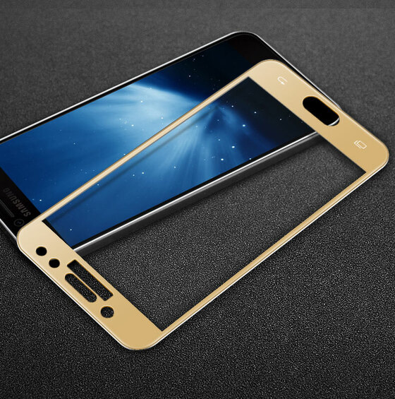 Microsonic Samsung Galaxy J7 Pro Tam Kaplayan Temperli Cam Ekran koruyucu Kırılmaz Film Gold