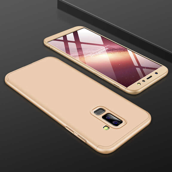 Microsonic Samsung Galaxy J8 Kılıf Double Dip 360 Protective Gold