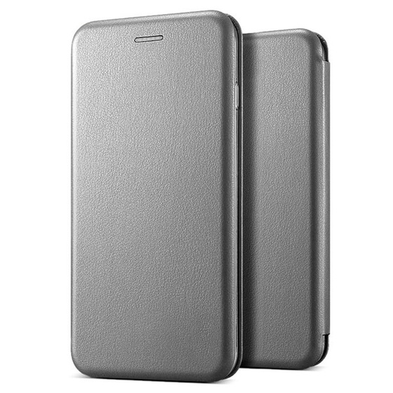 Microsonic Samsung Galaxy M10s Kılıf Ultra Slim Leather Design Flip Cover Gümüş