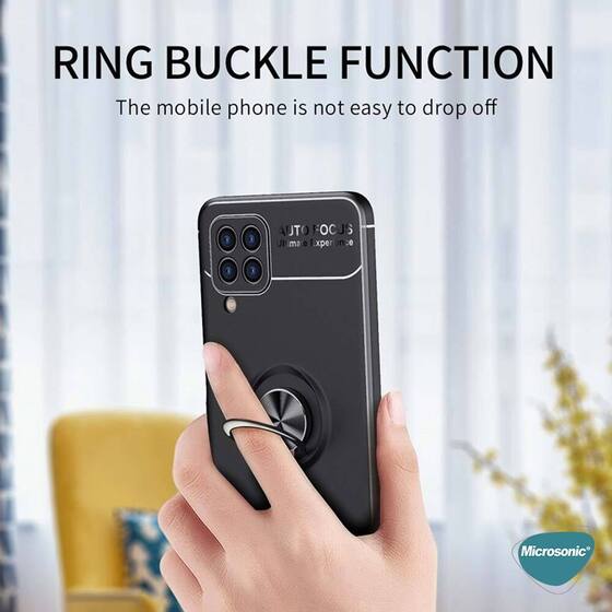 Microsonic Samsung Galaxy M22 Kılıf Kickstand Ring Holder Kırmızı