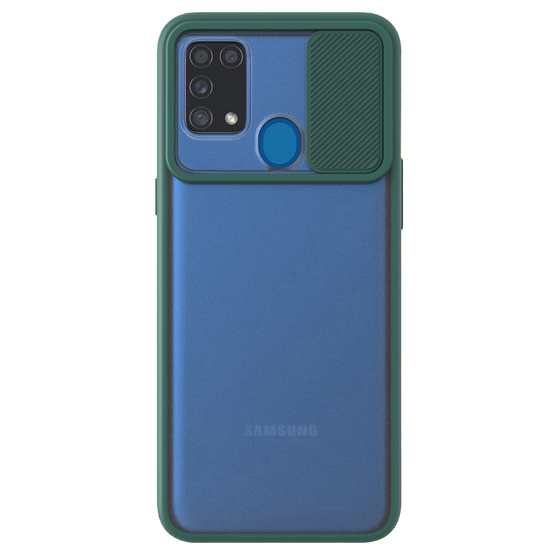 Microsonic Samsung Galaxy M31 Kılıf Slide Camera Lens Protection Koyu Yeşil
