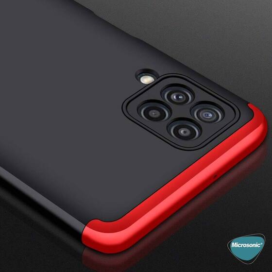 Microsonic Samsung Galaxy M32 4G Kılıf Double Dip 360 Protective Siyah Kırmızı