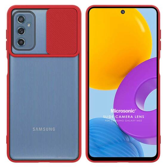 Microsonic Samsung Galaxy M52 Kılıf Slide Camera Lens Protection Kırmızı