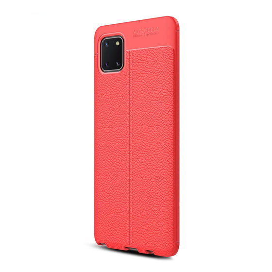 Microsonic Samsung Galaxy Note 10 Lite Kılıf Deri Dokulu Silikon Kırmızı