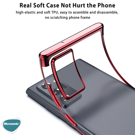 Microsonic Samsung Galaxy Note 20 Kılıf Skyfall Transparent Clear Kırmızı