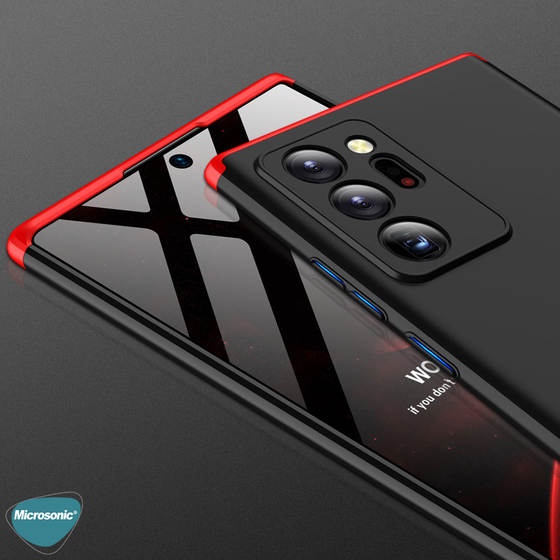 Microsonic Samsung Galaxy Note 20 Ultra Kılıf Double Dip 360 Protective Siyah Kırmızı