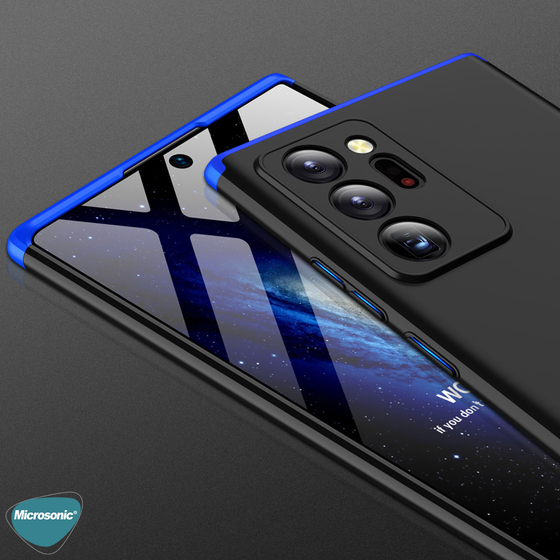 Microsonic Samsung Galaxy Note 20 Ultra Kılıf Double Dip 360 Protective Siyah Mavi