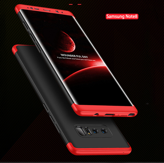 Microsonic Samsung Galaxy Note 8 Kılıf Double Dip 360 Protective Siyah Kırmızı