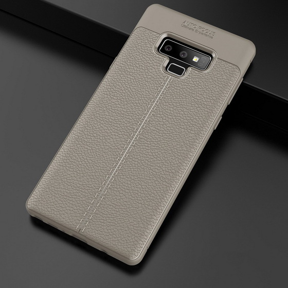 Microsonic Samsung Galaxy Note 9 Kılıf Deri Dokulu Silikon Gri