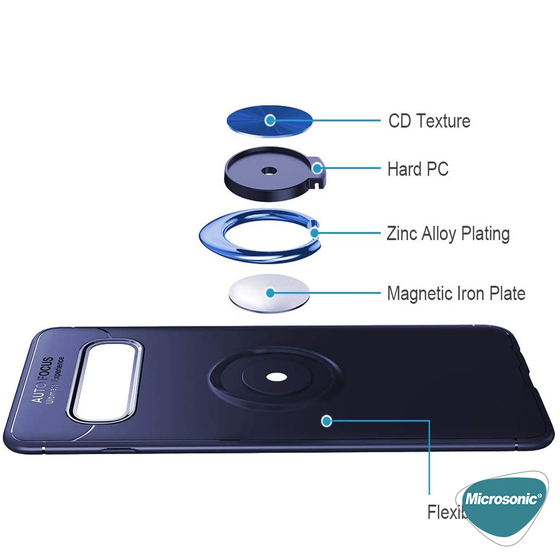 Microsonic Samsung Galaxy S10 Kılıf Kickstand Ring Holder Lacivert