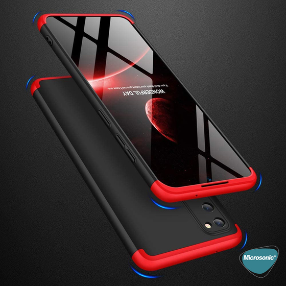 Microsonic Samsung Galaxy S20 FE Kılıf Double Dip 360 Protective Siyah Kırmızı