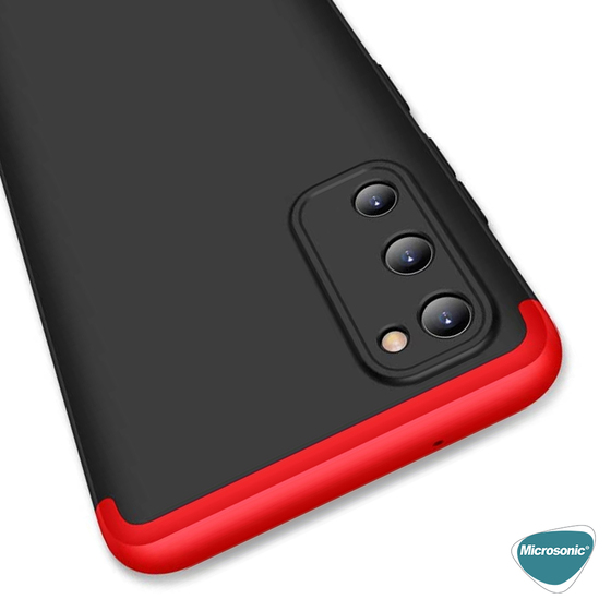 Microsonic Samsung Galaxy S20 FE Kılıf Double Dip 360 Protective Siyah Kırmızı