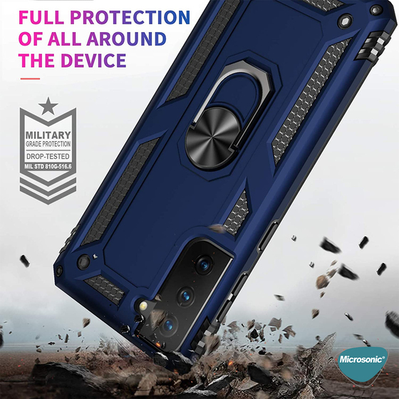 Microsonic Samsung Galaxy S21 Kılıf Military Ring Holder Siyah