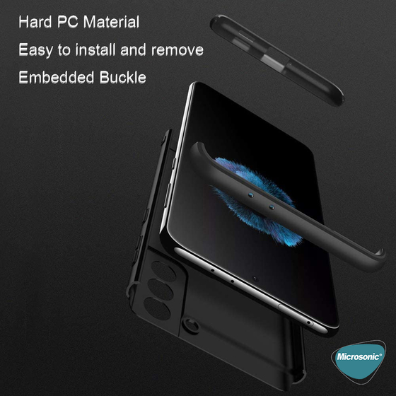 Microsonic Samsung Galaxy S21 Plus Kılıf Double Dip 360 Protective Siyah Gri