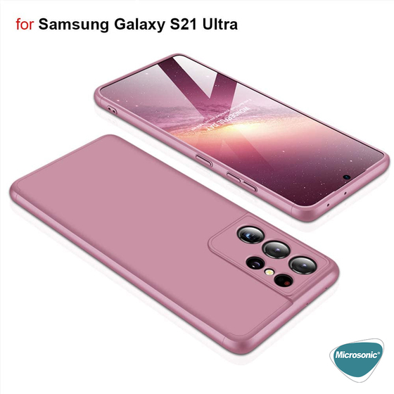 Microsonic Samsung Galaxy S21 Ultra Kılıf Double Dip 360 Protective Rose Gold