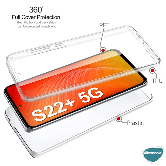 Microsonic Samsung Galaxy S22 Plus Kılıf 6 Tarafı Tam Full Koruma 360 Clear Soft Şeffaf