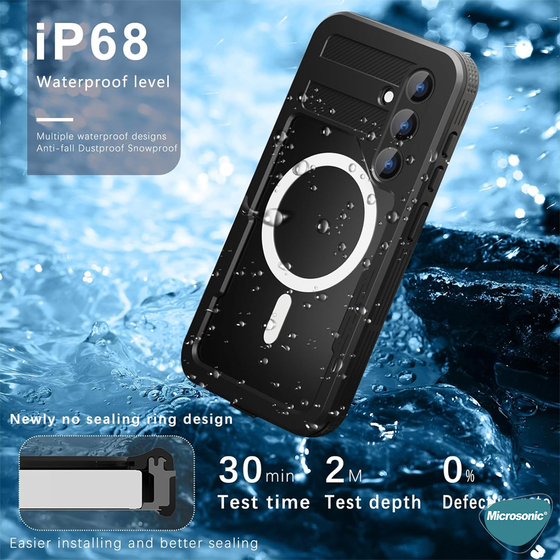 Microsonic Samsung Galaxy S24 Plus Kılıf Waterproof 360 Full Body Protective Siyah