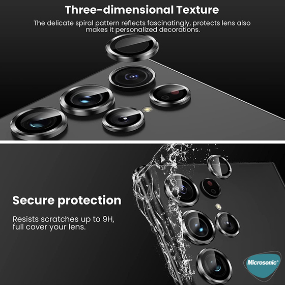 Microsonic Samsung Galaxy S24 Ultra Tekli Kamera Lens Koruma Camı Gold