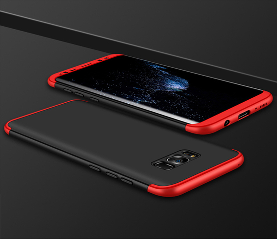 Microsonic Samsung Galaxy S8 Kılıf Double Dip 360 Protective Siyah Kırmızı