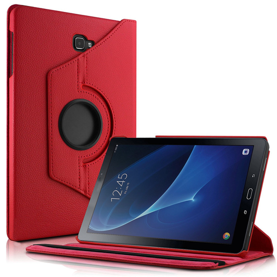 Microsonic Samsung Galaxy Tab A 10.1'' T580 Kılıf 360 Rotating Stand Deri Kırmızı