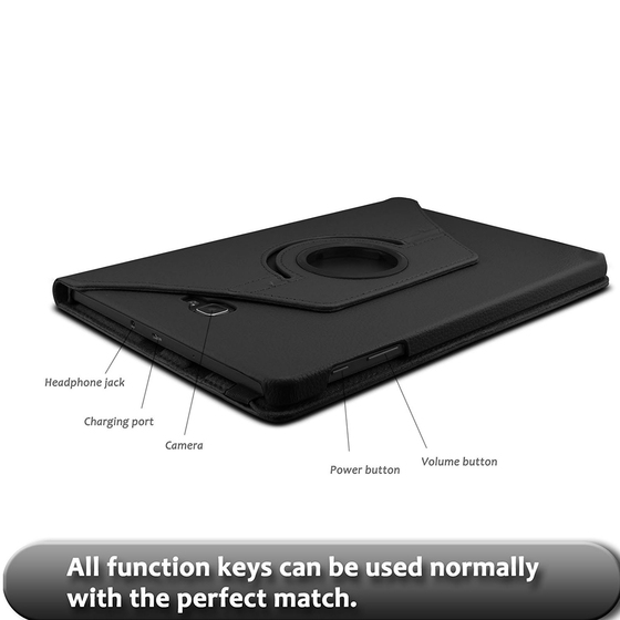 Microsonic Samsung Galaxy Tab A 10.1'' T580 Kılıf 360 Rotating Stand Deri Siyah