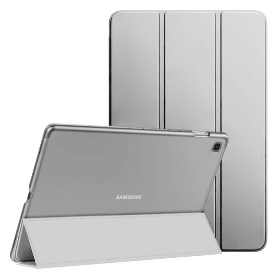 Microsonic Samsung Galaxy Tab A7 T500 Kılıf Slim Translucent Back Smart Cover Gümüş