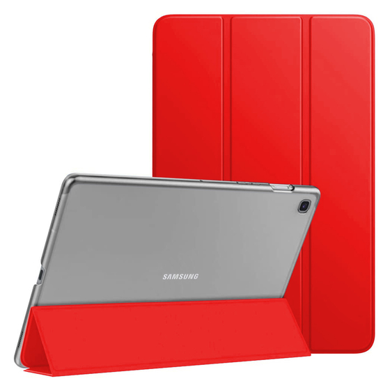 Microsonic Samsung Galaxy Tab A7 T500 Kılıf Slim Translucent Back Smart Cover Kırmızı