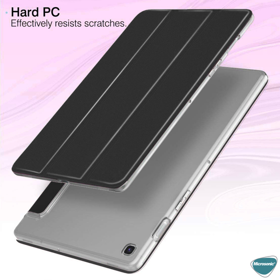 Microsonic Samsung Galaxy Tab A7 T500 Kılıf Slim Translucent Back Smart Cover Mavi