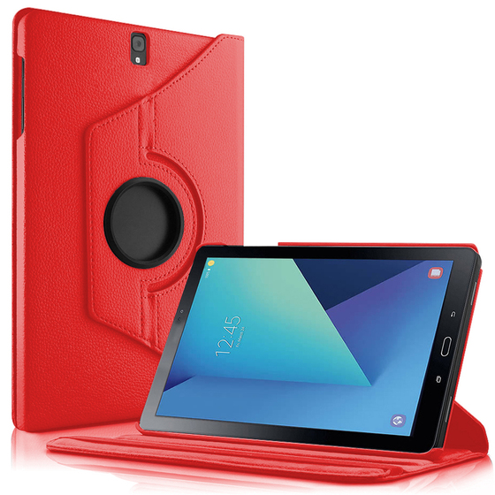 Microsonic Samsung Galaxy Tab S3 9.7'' T820/T825 Kılıf 360 Dönerli Stand Deri Kırmızı