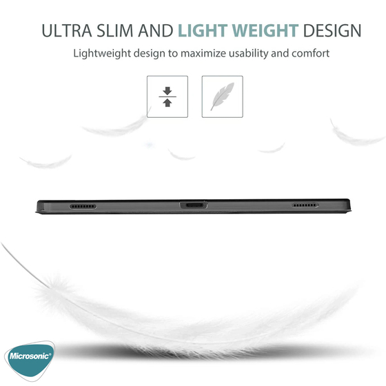 Microsonic Samsung Galaxy Tab S7 Plus T970 Kılıf Slim Translucent Back Smart Cover Gümüş