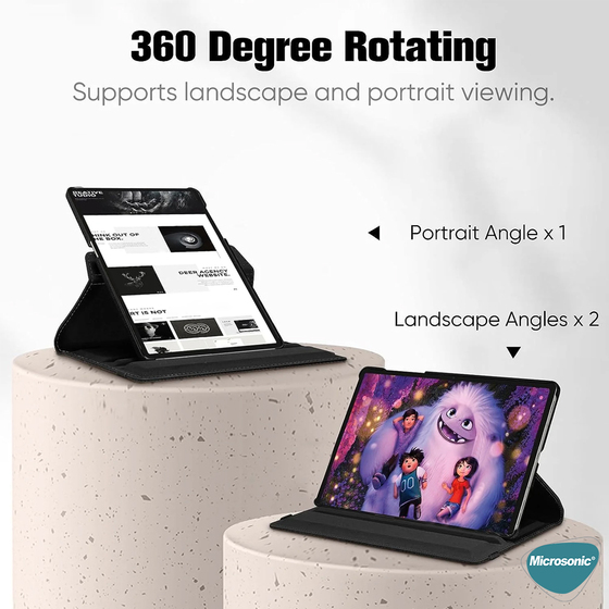 Microsonic Samsung Galaxy Tab S9 FE+ Kılıf 360 Rotating Stand Deri Koyu Pembe