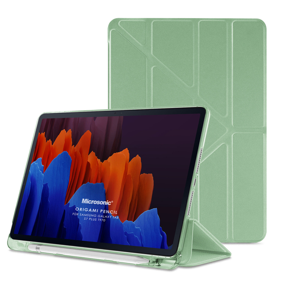Microsonic Samsung Galaxy Tab S9 FE+ Kılıf Origami Pencil Açık Yeşil