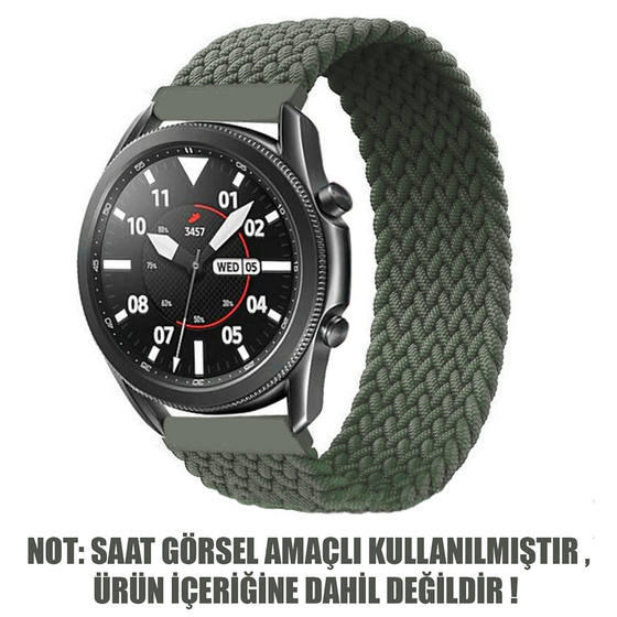 Microsonic Samsung Galaxy Watch 4 40mm Kordon, (Small Size, 135mm) Braided Solo Loop Band Koyu Yeşil