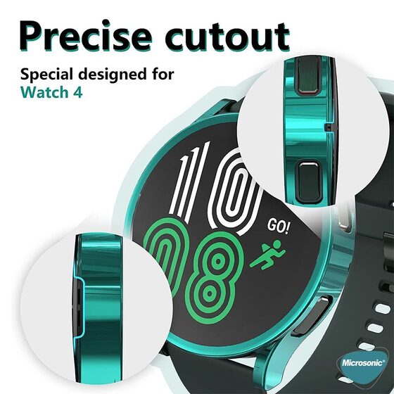 Microsonic Samsung Galaxy Watch 5 40mm Kılıf 360 Full Round Soft Silicone Koyu Yeşil