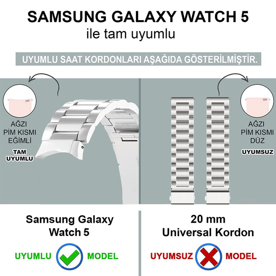 Microsonic Samsung Galaxy Watch 5 40mm Solid Steel Kordon Gümüş