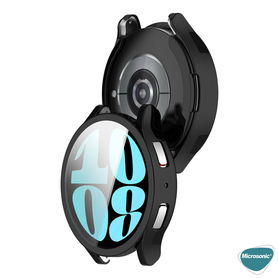 Microsonic Samsung Galaxy Watch 6 44mm Kılıf Ekranı Tam Kaplayan 360 Full Round Soft Silicone Siyah