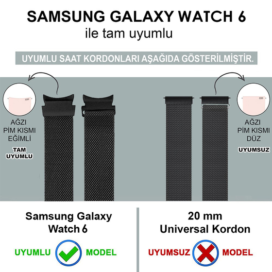 Microsonic Samsung Galaxy Watch 6 44mm Kordon Milano Loop Siyah
