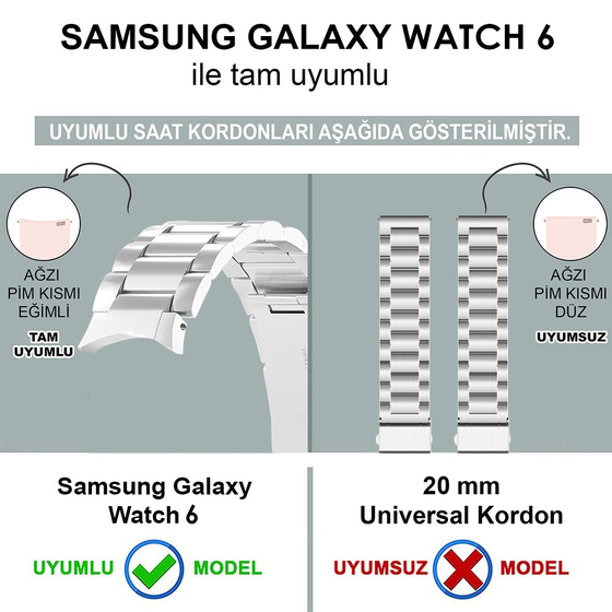 Microsonic Samsung Galaxy Watch 6 44mm Solid Steel Kordon Gümüş