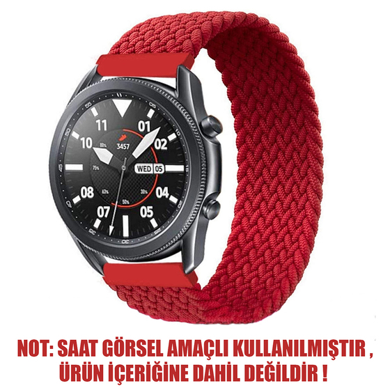 Microsonic Samsung Galaxy Watch 6 Classic 43mm Kordon, (Large Size, 165mm) Braided Solo Loop Band Kırmızı