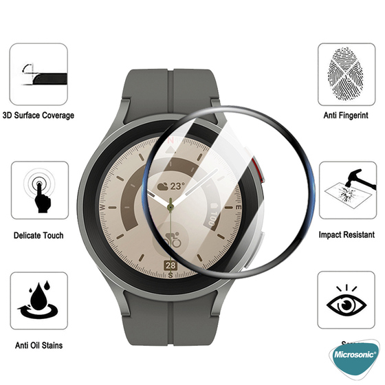 Microsonic Samsung Galaxy Watch 6 Classic 43mm Tam Kaplayan Nano Cam Ekran Koruyucu Siyah