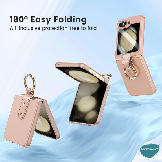 Microsonic Samsung Galaxy Z Flip 5 Kılıf Ring Fall Platinum Pembe