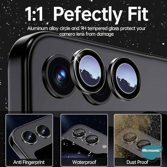 Microsonic Samsung Galaxy Z Flip 5 Tekli Kamera Lens Koruma Camı Rose Gold