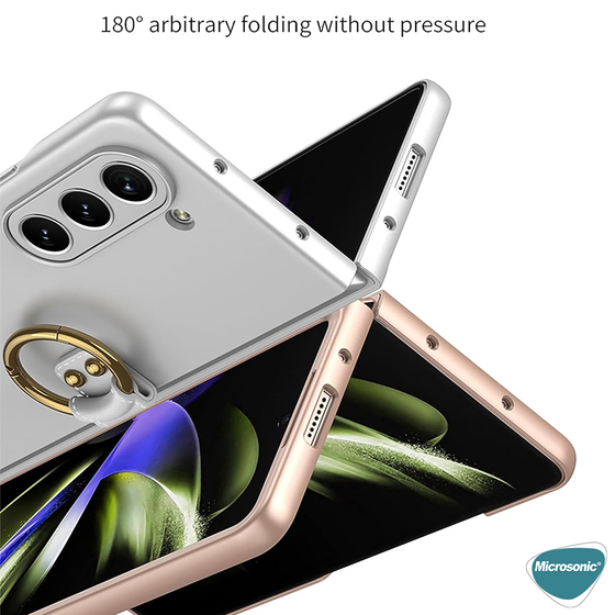 Microsonic Samsung Galaxy Z Fold 5 Kılıf Ring Fall Platinum Gümüş